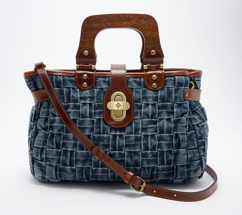"As Is" Patricia Nash Sansia Wooden Top Handle Satchel Bag — View 14