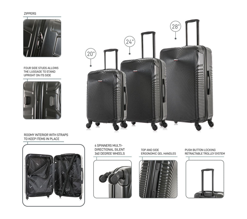 Dukap Inception Lightweight Ha rdside Spinner 3 Pc Luggage Se — View 3