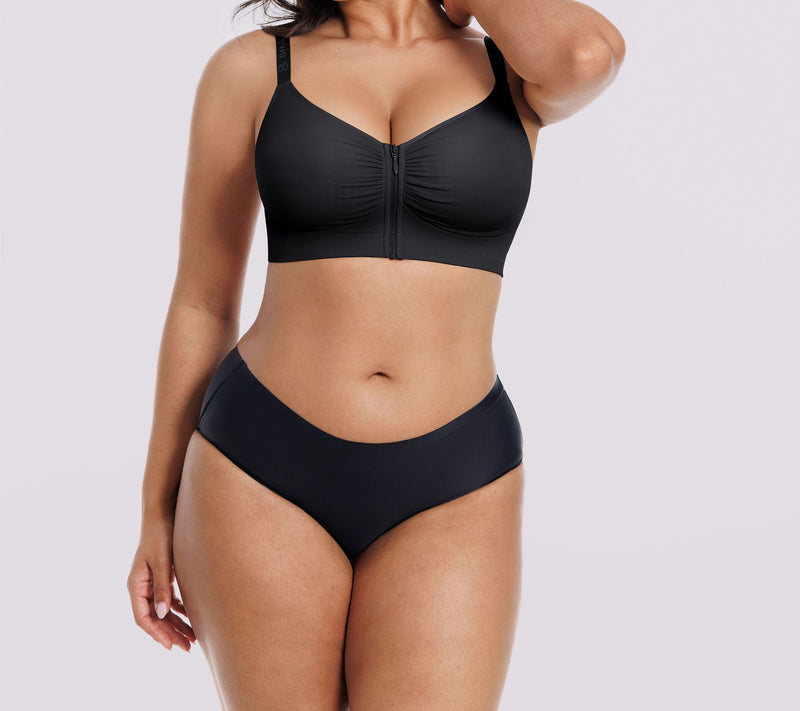 Shapellx Bare Essentials Skin Flow Front-ZipperWireless Bra — View 3