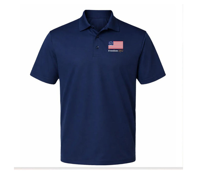 Official Freedom 250 Unisex Polo Golf ShirtNavy Blue — Main view