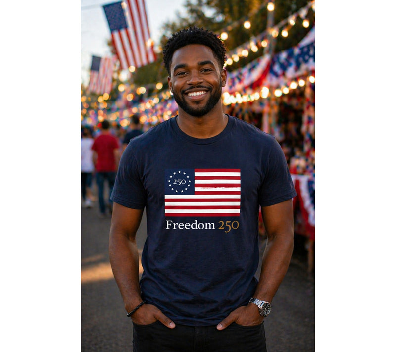 Official Freedom 250 Unisex T-shirt Navy Blue — View 2
