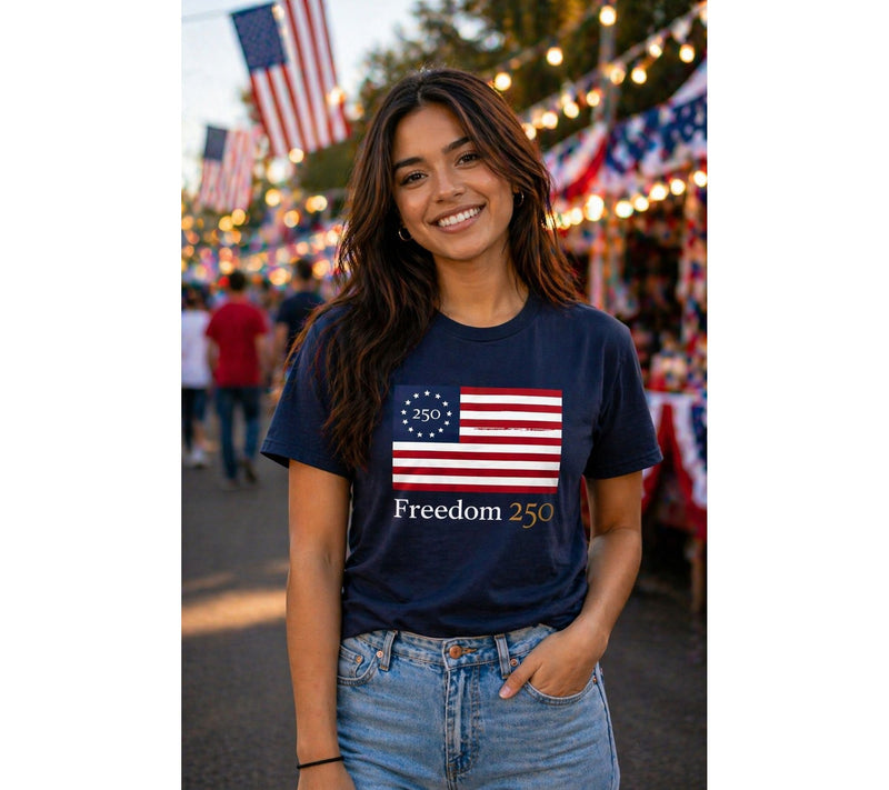 Official Freedom 250 Unisex T-shirt Navy Blue — View 3