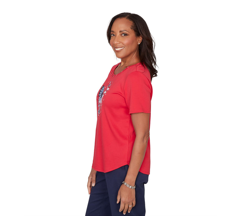 Alfred Dunner Women's Sparkling Americana Butterfly Tee — View 4