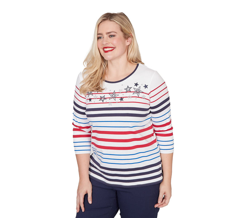 Alfred Dunner Women's Sparkling Americana Butterfly Tee — View 3