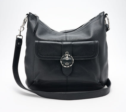 "As Is" Kim Gravel Leather Power Play Convertible Hobo