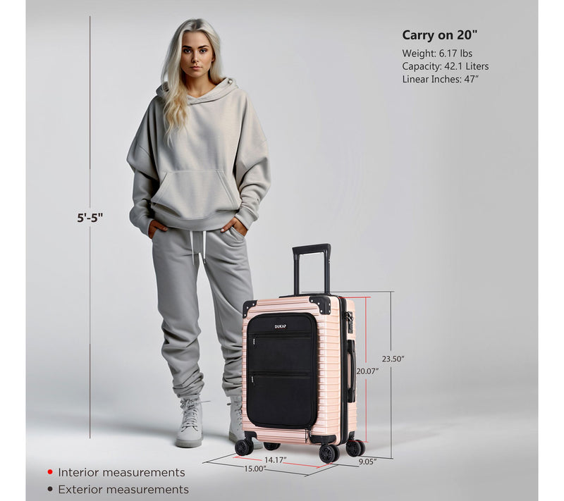 DUKAP Tour Lightweight  20" Carry On w/ Integrated USB Port — View 3