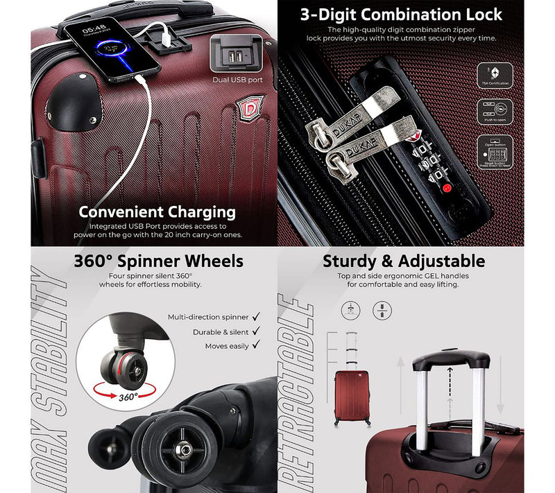 DUKAP Intely Hardside Spinner 20'' carry-on with USB port — View 8