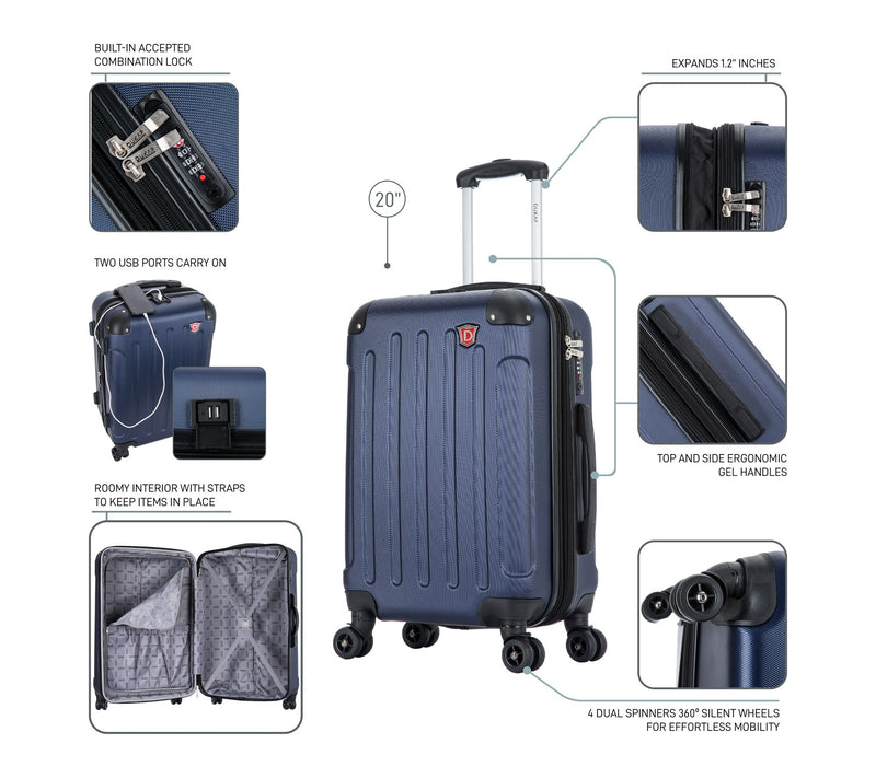 DUKAP Intely Hardside Spinner 20'' carry-on with USB port — View 3