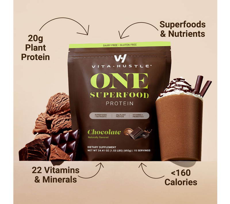 VitaHustle ONE Superfood Protein Shake 30 Servings Auto-Delivery — View 2