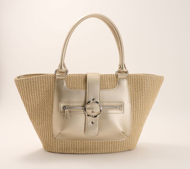 "As Is" Kim Gravel Glam Harbor Raffia Tote — View 12