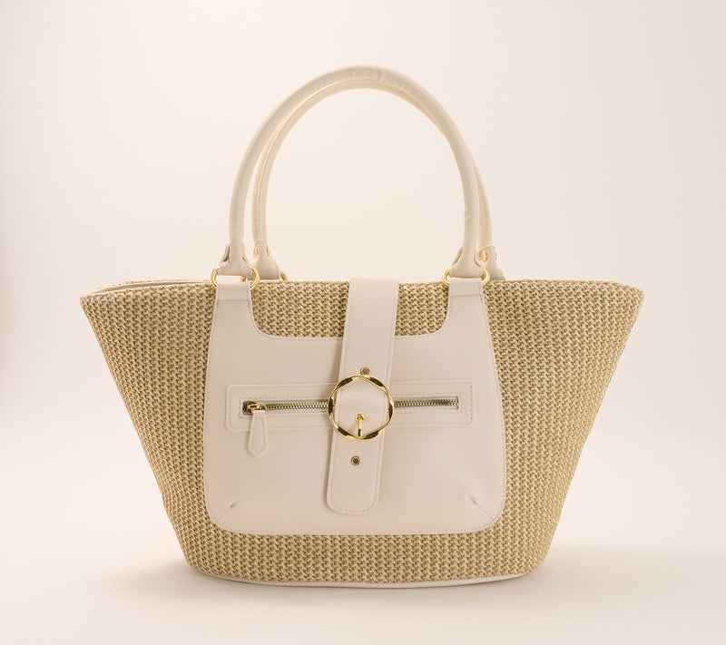 "As Is" Kim Gravel Glam Harbor Raffia Tote — View 14