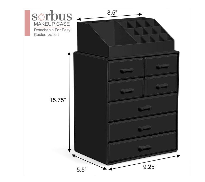 Sorbus Makeup Organizer, Brush Holder and MakeUp Drawers — View 3