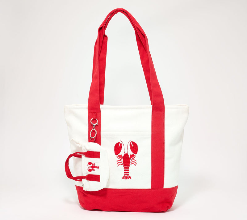 "As Is" Denim & Co. Embroidered Canvas Tote Bag with Bag Charm — View 11