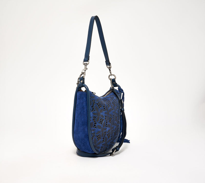 "As Is" Patricia Nash Perforated Suede Calanna Hobo — View 2