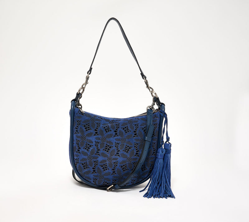 "As Is" Patricia Nash Perforated Suede Calanna Hobo — View 10