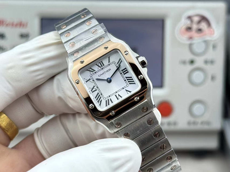 Patek Philippe Nautilus 5711 Steel Model+Cartier Santos Mini-Model Ladies' Watch Dial — View 9