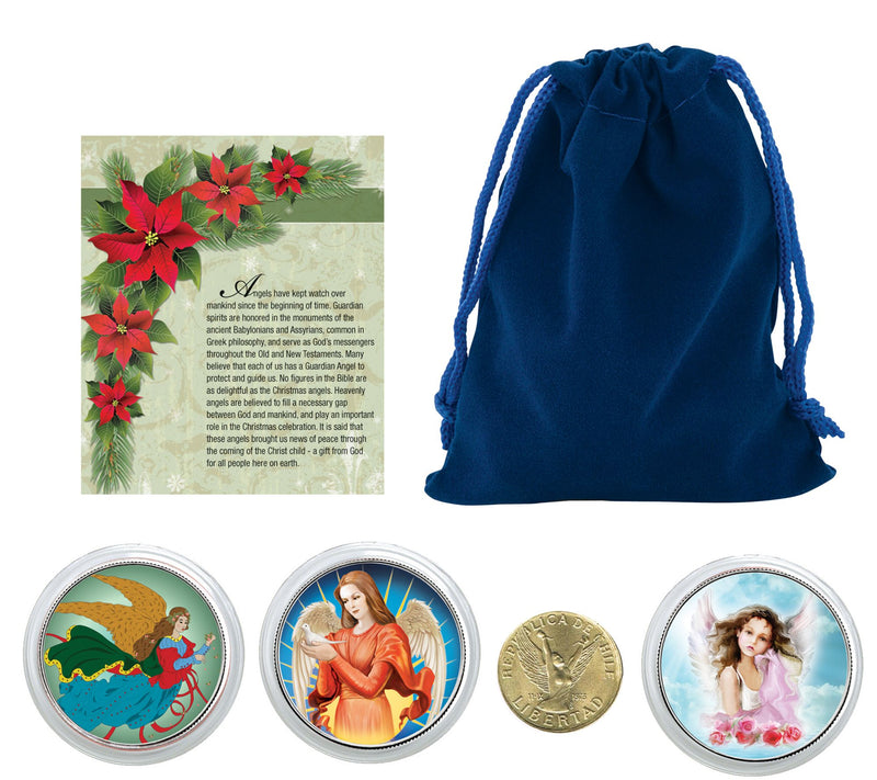 Christmas Angel Coins with Blue Pouch — Main view