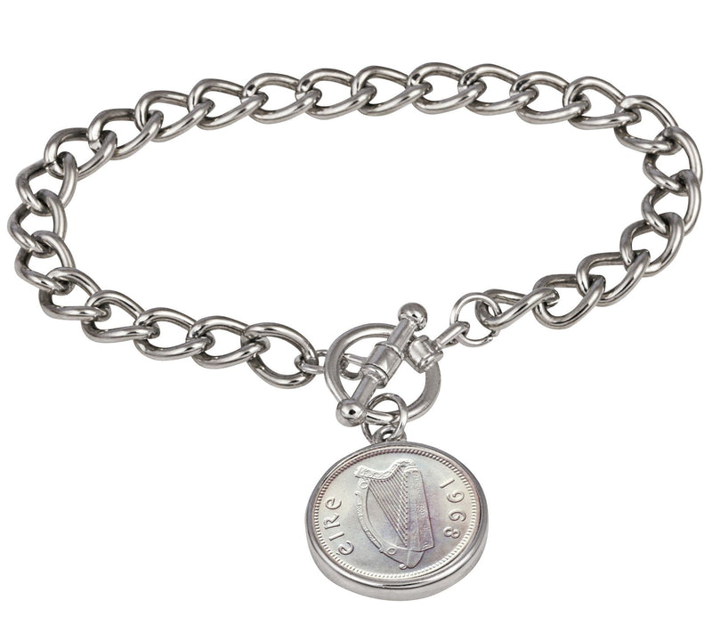 American Coin Treasures Irish Coin Silvertone Toggle Bracelet — Main view