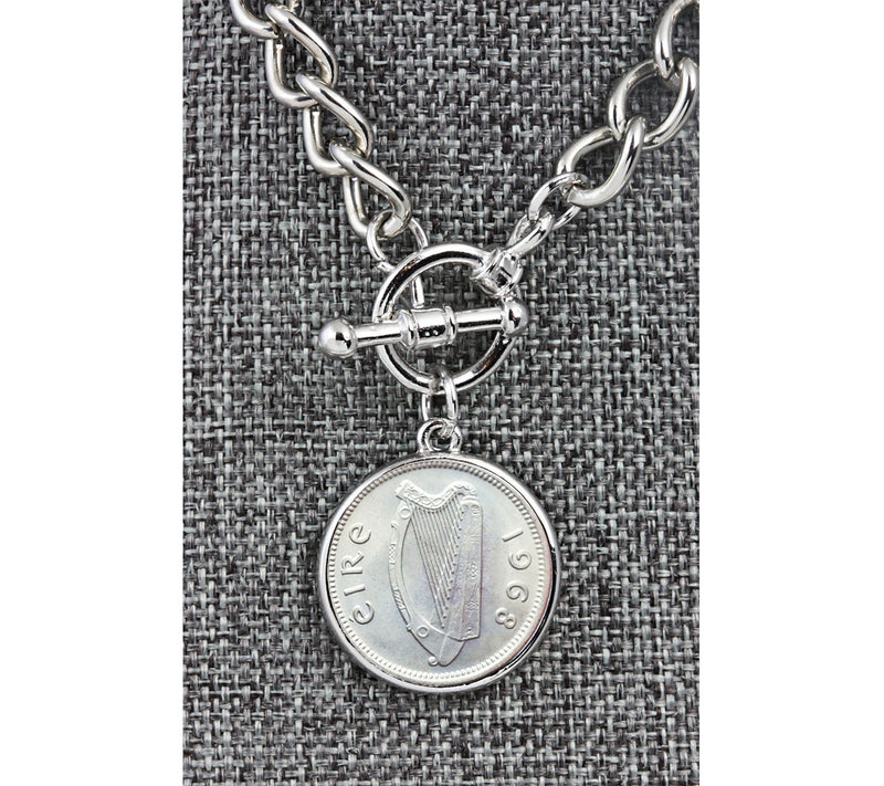 American Coin Treasures Irish Coin Silvertone Toggle Bracelet — View 2