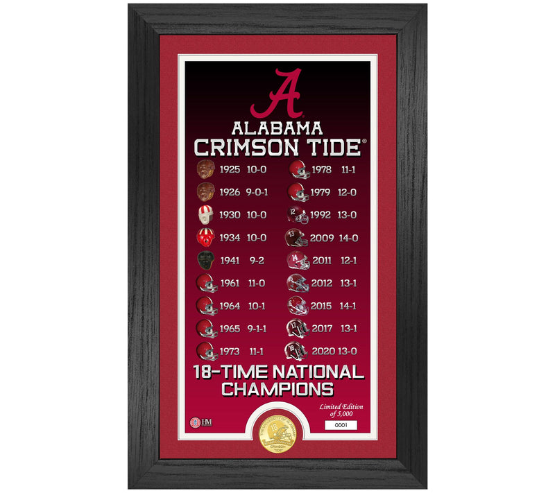 Alabama 18X National Champions Legacy Bronze Coin Photo Mint — Main view