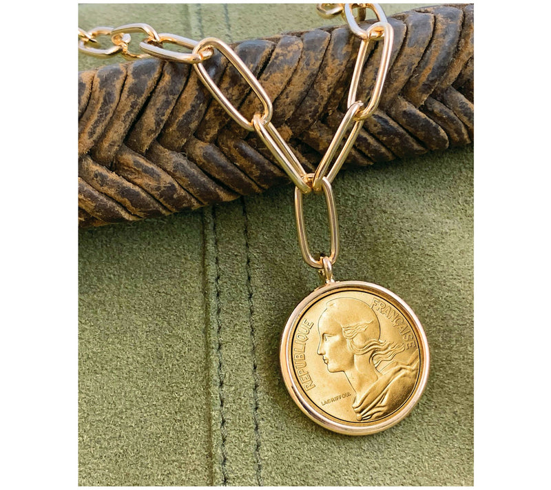 American Coin French Goldtone Paper Clip Necklace — View 7