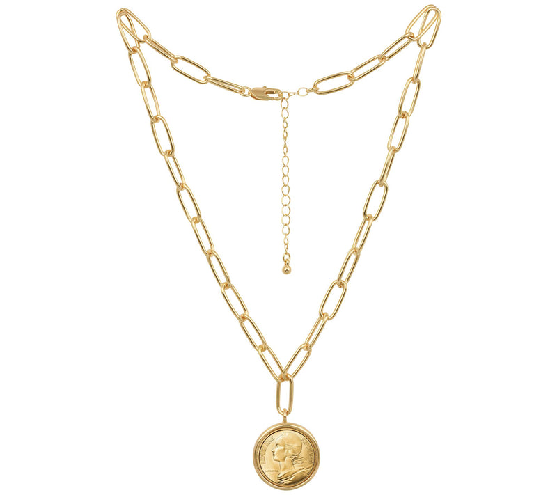 American Coin French Goldtone Paper Clip Necklace — View 5