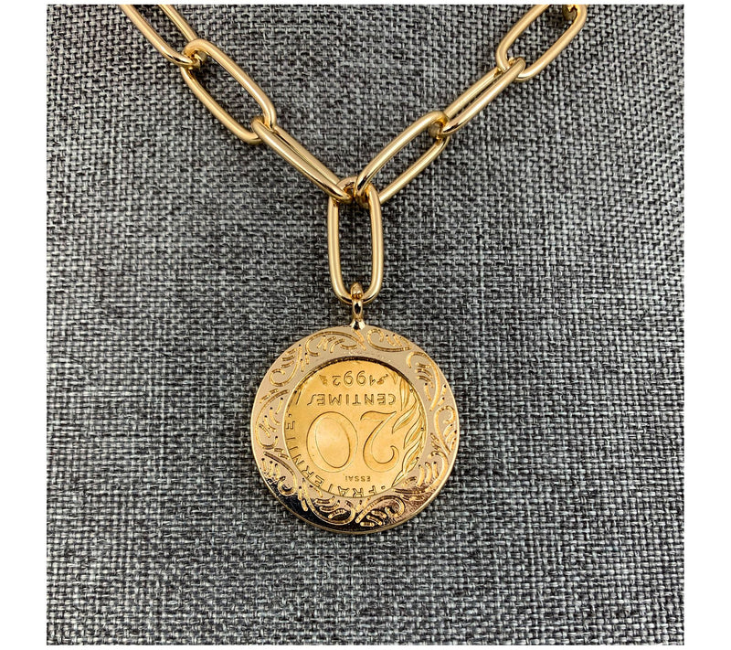 American Coin French Goldtone Paper Clip Necklace — View 9