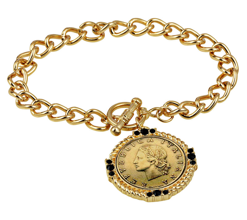 American Coin Italian 20 Lira Coin Toggle Bracelet — Main view