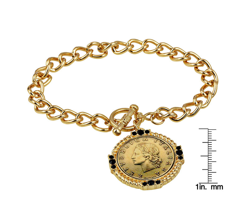 American Coin Italian 20 Lira Coin Toggle Bracelet — View 4
