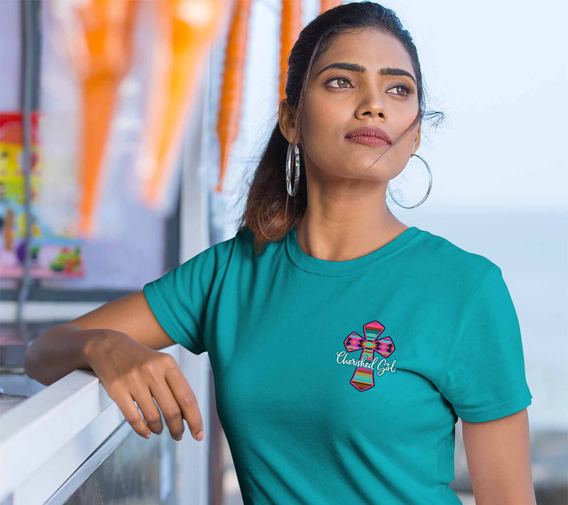 Cherished Girl Adult T - Serape Cross — View 7