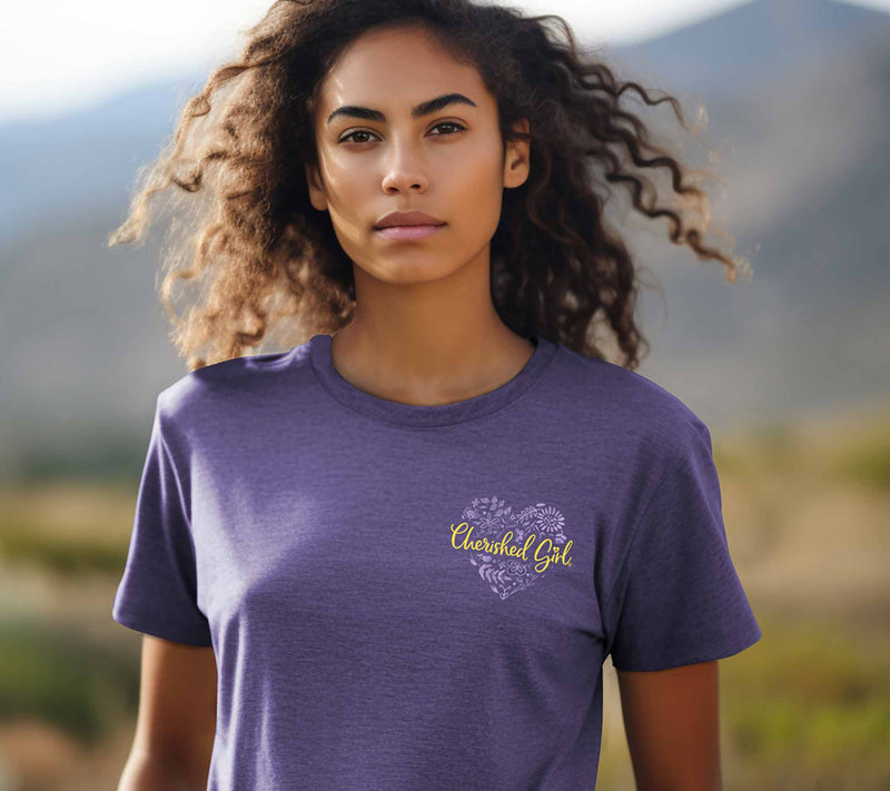 Cherished Girl Adult T - Love Never Fails Floral — View 5
