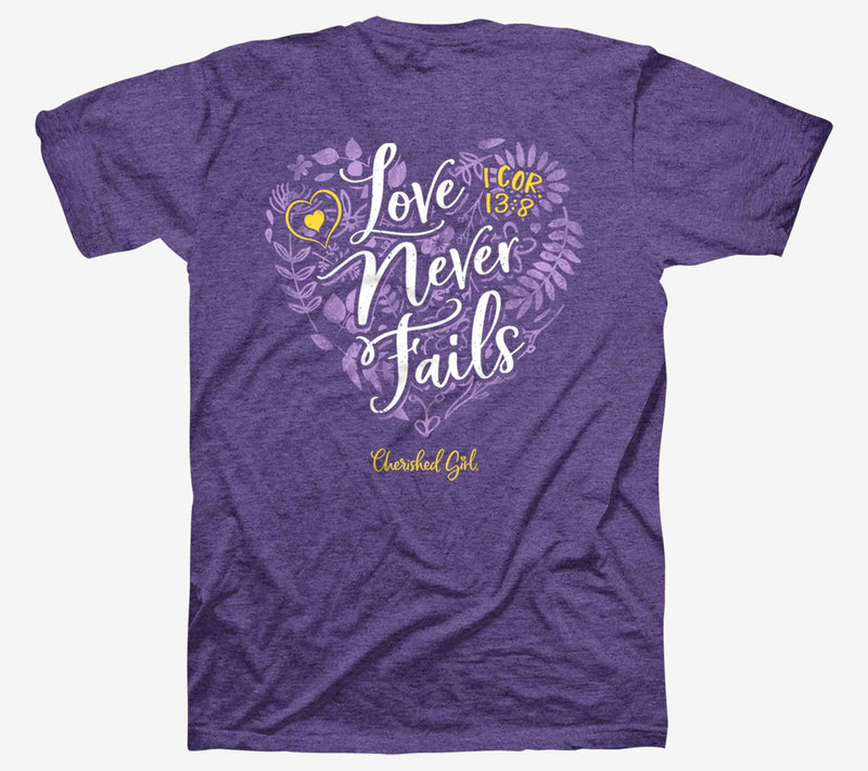 Cherished Girl Adult T - Love Never Fails Floral — View 2