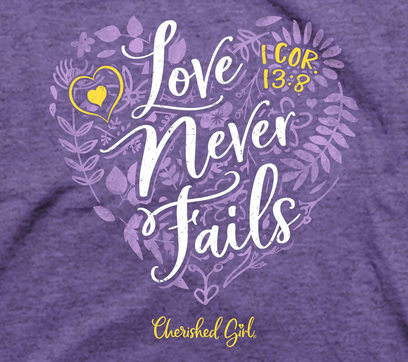 Cherished Girl Adult T - Love Never Fails Floral — View 4