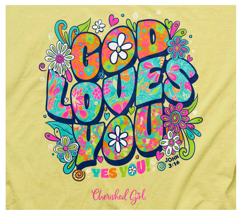 Cherished Girl Adult T - God Loves You — View 4