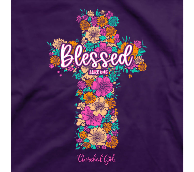 Cherished Girl Adult T - Floral Cross — View 4
