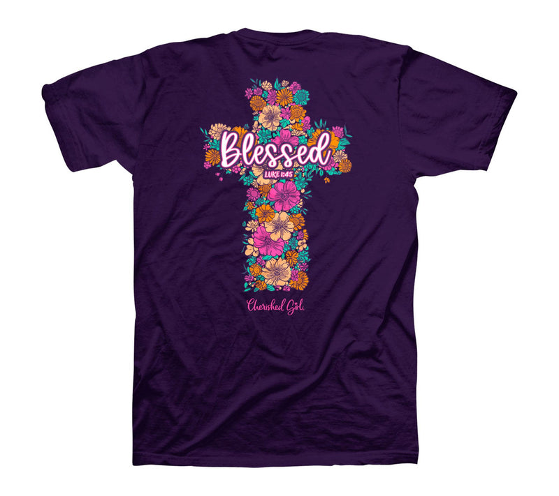 Cherished Girl Adult T - Floral Cross — View 2
