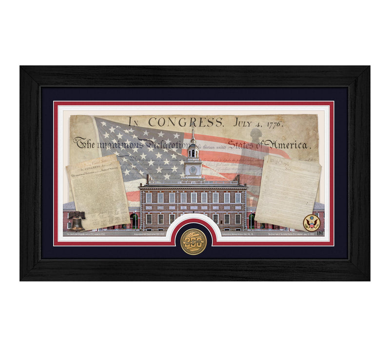 USA 250th Anniversary Bronze Coin Panoramic Frame — View 3