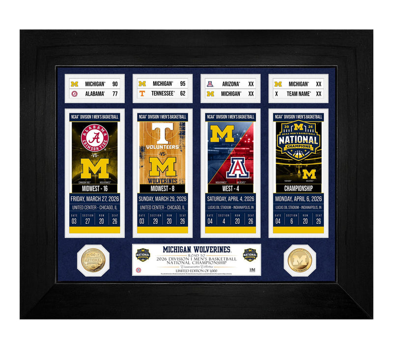 Michigan Wolverines Deluxe 2026 NCAA Men's Ticket Frame — View 2