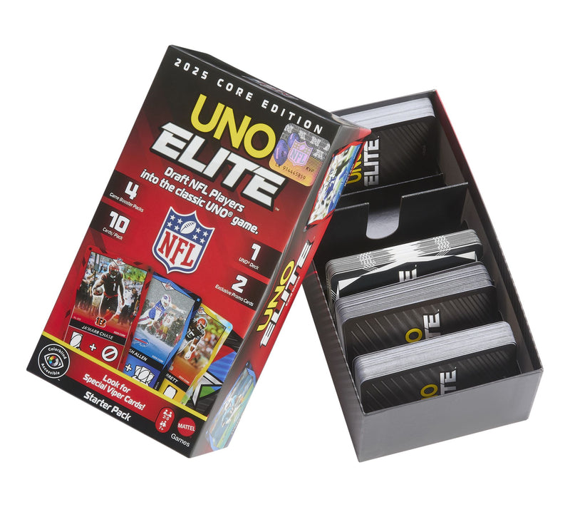 UNO Elite Mattel NFL 2025 Core Edition Starter & 2 Booster Pks — View 4