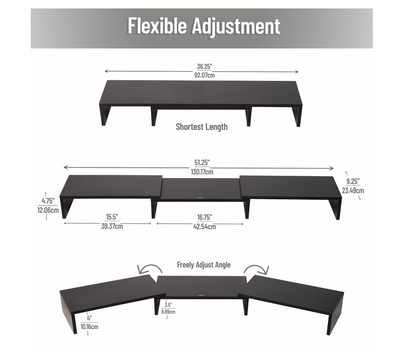Mind Reader Adjustable MDF Dual Monitor Riser — View 5