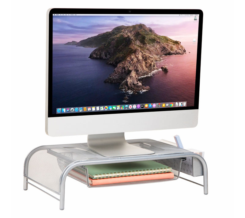 Mind Reader Metal Mesh Monitor Stand with Drawer — Main view