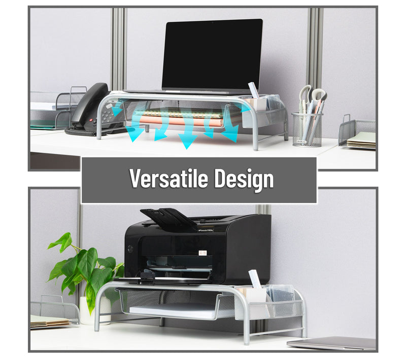 Mind Reader Metal Mesh Monitor Stand with Drawer — View 8