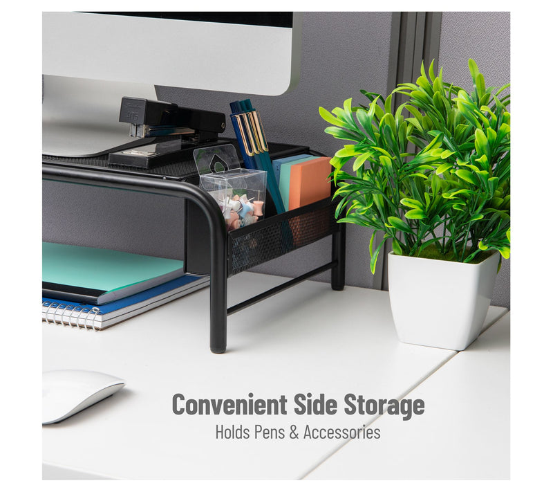 Metal Mesh Monitor Stand with Storage Compartments — View 7