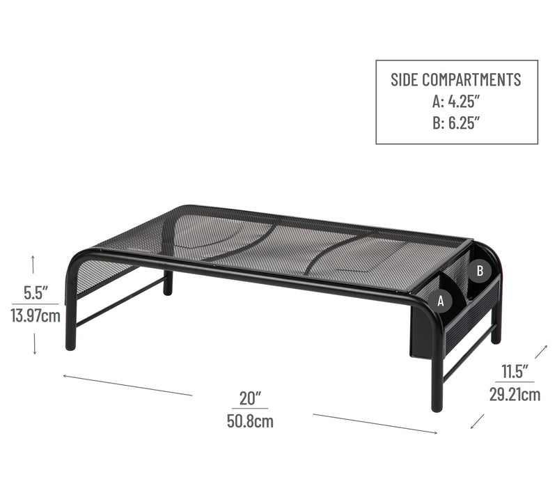 Metal Mesh Monitor Stand with Storage Compartments — View 5