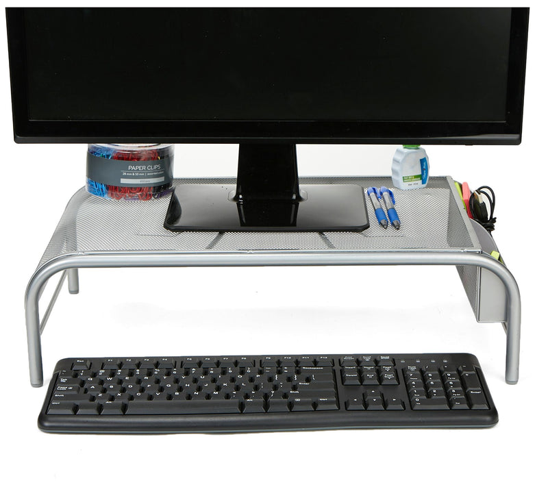 Mind Reader Metal Mesh Monitor Stand with 2 Compartments — View 4