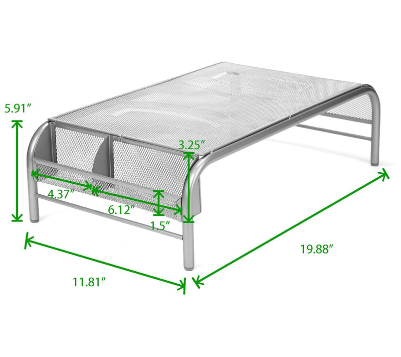 Mind Reader Metal Mesh Monitor Stand with 2 Compartments — View 7