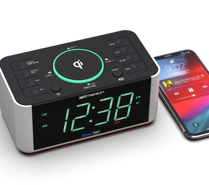 Emerson Alarm Clock Radio and Wireless Phone Ch arger — View 5