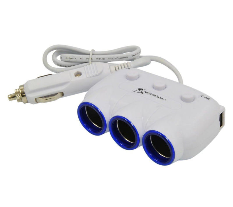 MobileSpec 12V 3-Way Adapter with 2 USB Ports — View 6