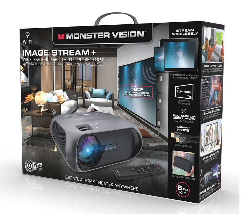 Monster Premium Wi-Fi and Bluetooth LCD Projector Bundle — View 2
