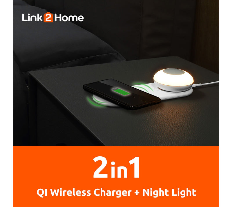 Link2Home 10W Wireless Smartphone Charger w/ Nightlight — View 4